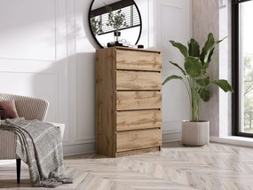 Komoda z 5 szufladami: Dąb Wotan, 70 x 39 x 125 cm