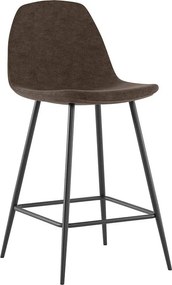 Brigitte - Brązowy stołek ze sztucznej skóry - Zestaw 2 szt.