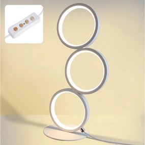 NETTLIFE Lampa stołowa LED z możliwością ściemniania, dotykowa lampka nocna nowoczesny design metalowy pierścień białe aluminiowe studium