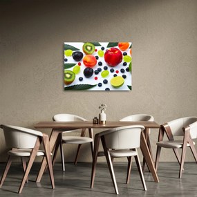 Obraz na szkle - owoce z kroplami wody (70x50 cm)