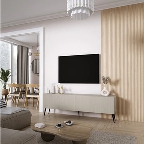 Szafka pod telewizor 170, fronty ryflowane, Kaszmir, nóżki pochyłe czarne, 170 × 32 × 52 cm