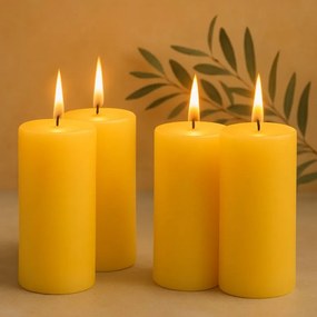 Zestaw świec filarowych, 25 cm, Ø 10 cm, żółte, 4 szt.