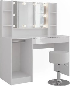 Stół toaletowy biały/biały wysoki połysk 119.8x50.1x76 sherry