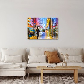 Obraz na szkle - Miasto w neonowym blasku (70x50 cm)