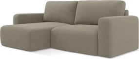 Narożnik lewostronny z funkcją spania - z tkaniny strukturalnej - ciemny beż - KONA
