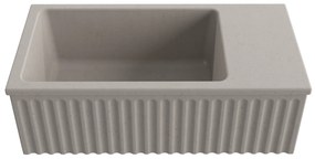 Umywalka betonowa ryflowana nablatowa / wisząca prostokątna 60 x 30 cm WELLE | różne kolory : Kolor - Cappuccino, Typ montażu - podwieszana