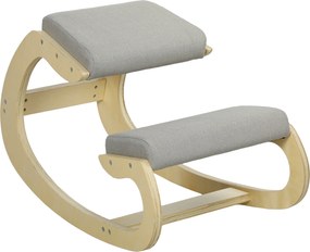 HOMCOM Ergonomiczne, bujane krzesło klęczące do home office, do poprawy postawy, jasnoszary | Aosom PL