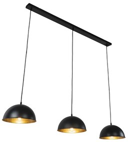 Industrialna lampa wisząca czarna ze złotem 3-światłowa - MagnaxPrzemysłowy Oswietlenie wewnetrzne