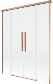 Mexen Rox parawan nawannowy 2-skrzydłowy rozsuwany 140 x 150 cm, transparent, miedź szczotkowana - 8C9-140-002-65-00