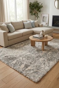 Wzorzysty kremowy dywan w skandynawskim stylu B2-W25