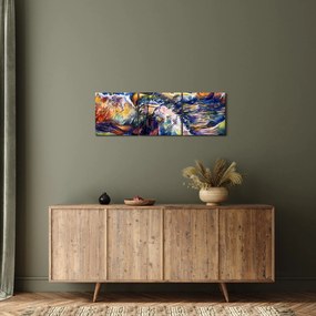 Obraz - Statek na falach oceanu, akwarela (z zegarem) (90x30 cm)