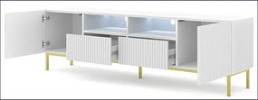 Biała szafka rtv z lamelami 200 cm - Melis 11X