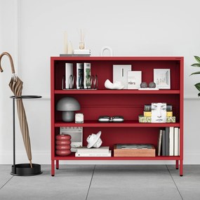 Niski regał metalowy czerwony Modern LUCA, 1000 x 900 x 350 mm
