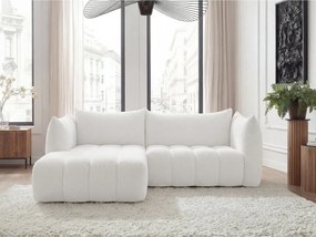Biały narożnik z materiału bouclé (lewostronny/z szezlongiem) Azra – Bobochic Paris