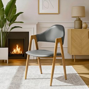 Krzesło Tapicerowane do Salonu WILLY Szare Ekoskóra Nowoczesne Loft