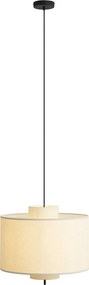 Lampa wisząca Japandi czarna z białym lnianym kloszem 50cm - Rieu