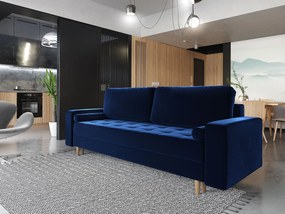 Granatowa welurowa sofa z funkcją spania E4-Z93