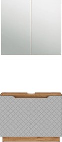 Zestaw mebli łazienkowych dąb/szary ze strukturą płytek 79.6x32x62.1 lotta