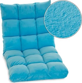 Fotel podłogowy Relax Lounger niebieski, składany, welur