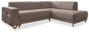 Brązowy rozkładany/ze schowkiem narożnik (prawostronny/w kształcie litery L) Classy Sophie – Miuform