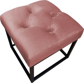 Pufa CHESTERFIELD tkanina Welur loft ławka podnóżek metal : Kolor Stelaża - Czarny , Kolor tkaniny - VELVET - MG58, Typ tkaniny - Velvet