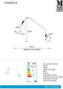 Biały kinkiet Markslöjd Valencia