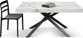 Stół drewniany, białe wykończenie i czarna podstawa, rozkładany 160x90-240x90 - FORTE DEI MARMI