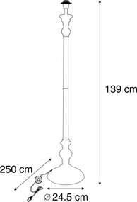 Klasyczna lampa podłogowa czarna bez klosza - Classico