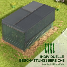 Outsunny Wysokie Łóżko Ogrodowe ze Stali 230x110x110cm z Siatką Ochronną Ciemnoszary | Aosom PL