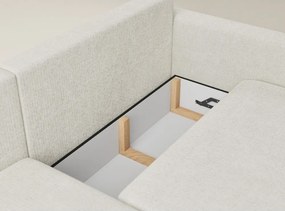 Kremowy rozkładany/ze schowkiem narożnik z tkaniny szenilowej (lewostronny/z szezlongiem) Leon – Maison de Rêve