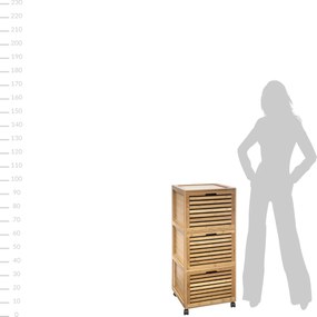 Regał łazienkowy z 3 szufladami BAMBOU, 41 x 93 cm, bambusowy