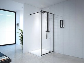Ścianka prysznicowa do kabiny walk-in - 100 x 200 cm - Czarny mat - Szkło hartowane - AMBERI