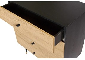 Czarno-naturalna wysoka komoda w dekorze dębu 80x87 cm Jugend – Woodman