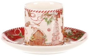 Zestaw upominkowy 2 świątecznych filiżanek ze spodkami Pierniczki 180 ml