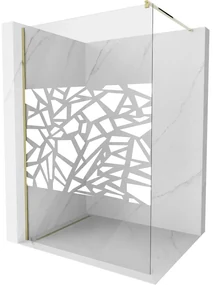 Mexen Kioto ścianka prysznicowa Walk-in 70 x 200 cm, biały wzór 8 mm, złota - 800-070-101-50-85