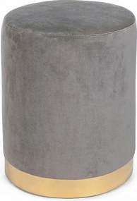 Szara aksamitna pufa ze złotym paskiem - LUCILLA