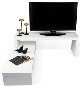 Biały stolik regulowany pod TV TemaHome Cliff Walnut