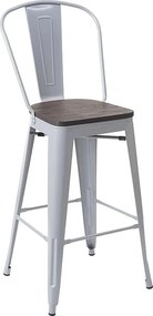 Stołek barowy MCW-A73 z drewnianym siedziskiem,  szary