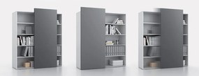 Regał biurowy z przesuwnym panelem BLOCK, 1600 x 400 x 1748 mm, grafitowy