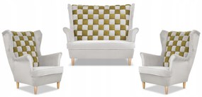 Zestaw uszak CAROL DUO sofa fotele Family Meble biało - złoty