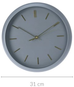 Zegar ścienny nowoczesny, złote wskazówki, Ø 31 cm
