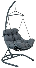 FOTEL WISZĄCY VIBE ANTRACYTOWY Z OBSZERNĄ PODUSZKĄ