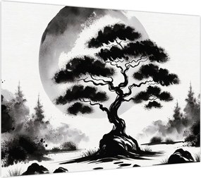 Obraz – Czarno-biały bonsai (70x50 cm)