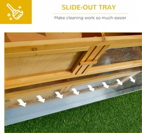 PawHut Domek dla królików z drewna z otwieranym dachem, 2 drzwiami, wysuwaną podstawą, 115x44,3x65 cm Jasnożółty | Aosom PL