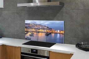 Szklany Panel Nocny Port ze Statkiem