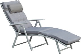 Lezaki balkonowe Outsunny - leżak ogrodowy 137x63,5cm, leżak metalowy szary, leżak składany na zewnątrz | Aosom PL