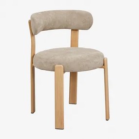 Zestaw 2 Tapicerowanych Krzeseł Jadalnianych Z Żelaza Jolie Brązowy Naturalne Drewno & Brązowa Szenila Pszeniczna - Sklum