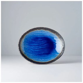 Niebieski owalny półmisek ceramiczny MIJ Cobalt, 24x20 cm