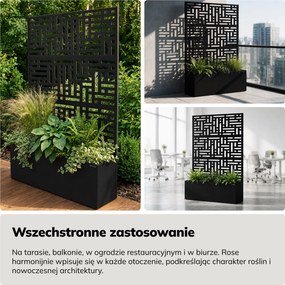 Pergola ogrodowa metalowa z donicą czarna 3in1, 1200x1800x300 mm: ROSE