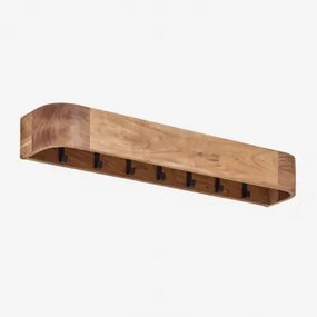 Wieszak Ścienny Z Drewna Akacjowego Frigia ↔︎ 100 Cm & Rustykalny Brąz Akacjowy - Sklum